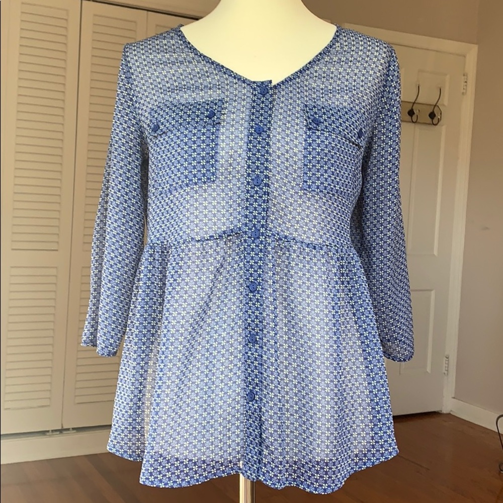 Flower Pattern Peplum Blouse